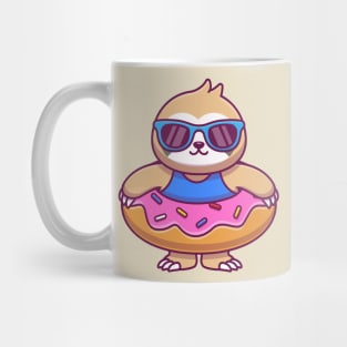 Cute Sloth With Doughnut Swimming Tires Mug